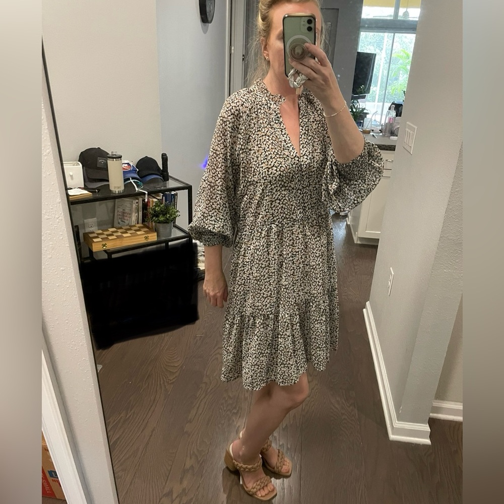 Tiny Floral Pattern Mini Dress with multi-wear sleeves